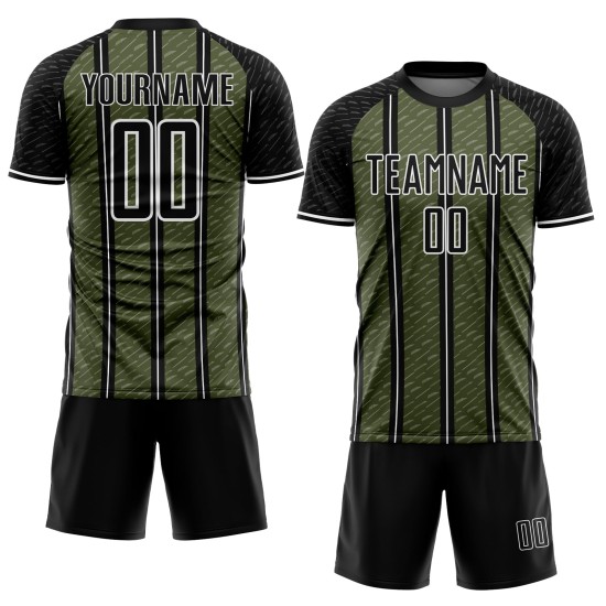 Aangepast zwart olijfwit gesublimeerd voetbaltenue-shirt