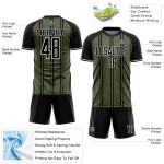 Aangepast zwart olijfwit gesublimeerd voetbaltenue-shirt