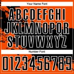 Aangepast oranje zwart-wit sublimatie voetbaltenue shirt
