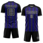 Aangepast zwart donkerpaars-wit gesublimeerd voetbaltenue-shirt