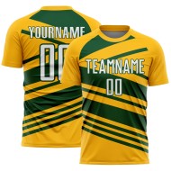Aangepast goud-wit-groen sublimatie voetbaltenue-shirt