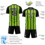 Aangepast zwart neon groen-wit gesublimeerd voetbaltenue-shirt