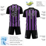 Aangepast zwart paars-wit gesublimeerd voetbaltenue-shirt