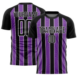 Aangepast zwart paars-wit gesublimeerd voetbaltenue-shirt