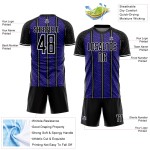 Aangepast zwart donkerpaars-wit gesublimeerd voetbaltenue-shirt