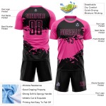 Aangepast zwart roze-wit sublimatie voetbaltenue shirt