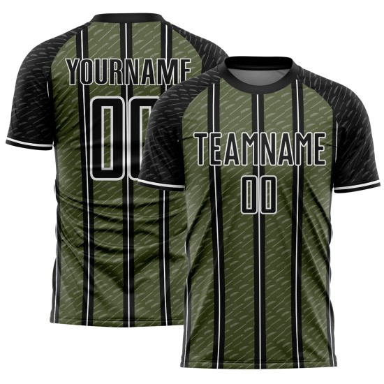 Aangepast zwart olijfwit gesublimeerd voetbaltenue-shirt
