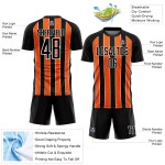 Aangepast zwart oranje-wit gesublimeerd voetbaltenue-shirt
